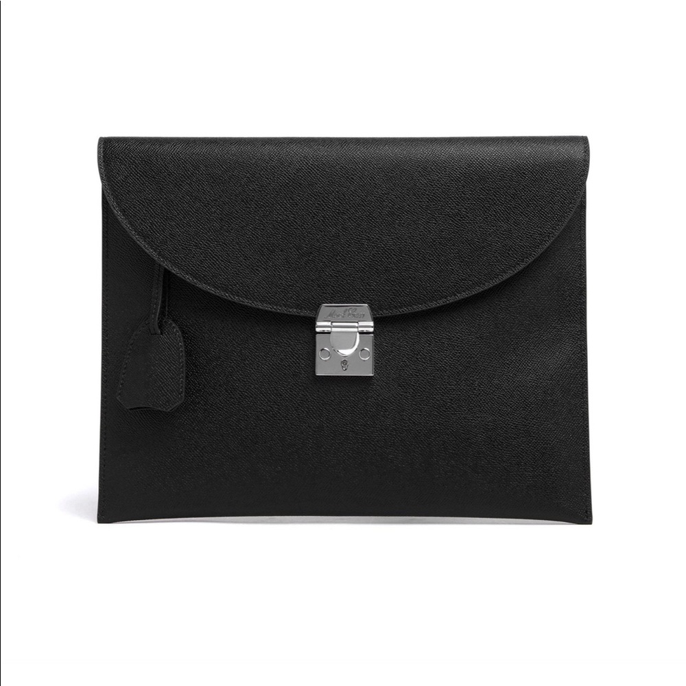 Mark Cross Diver Leather Folio - Tumbled Grain Gray